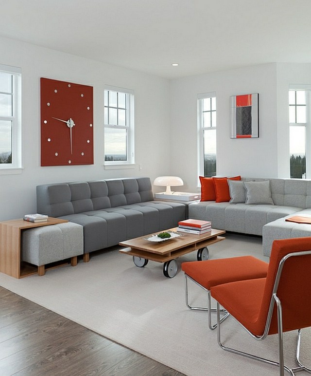 interieur moderne gris orange