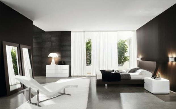 intérieur minimaliste mobilier blanc murs noirs