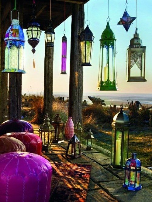 jardin de style marrocain lanternes
