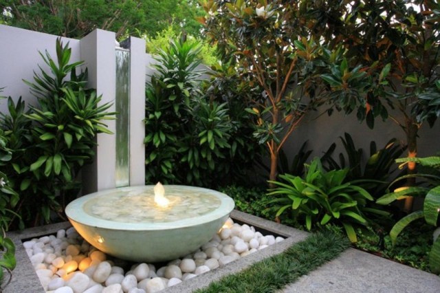 jardin design original fontaine