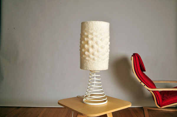 lampe au tricot blanche de design