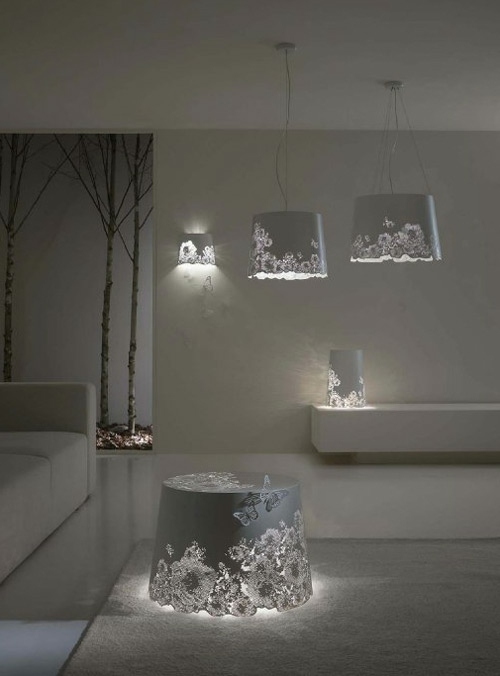 lampes romantiques motifs floraux perforés dans aluminium