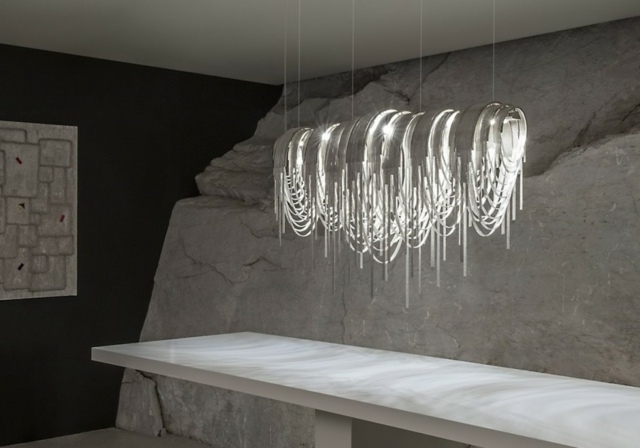 luminaire design suspension metal chaine table