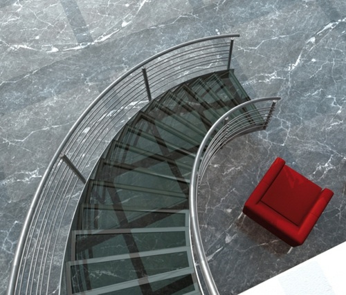 marbre métal escalier design noir