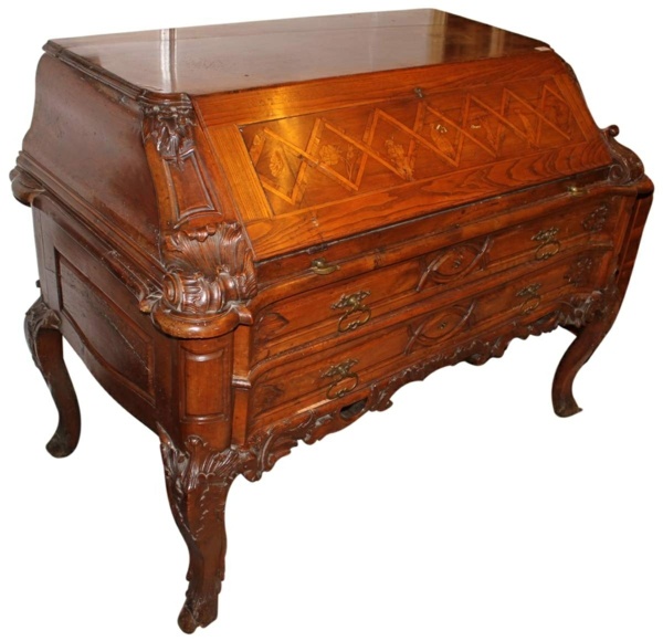 meuble baroque bureau bois tiroirs