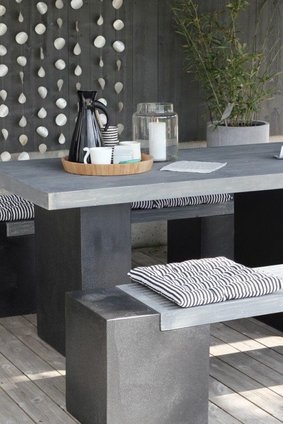 meuble beton exterieur gris brut durable table
