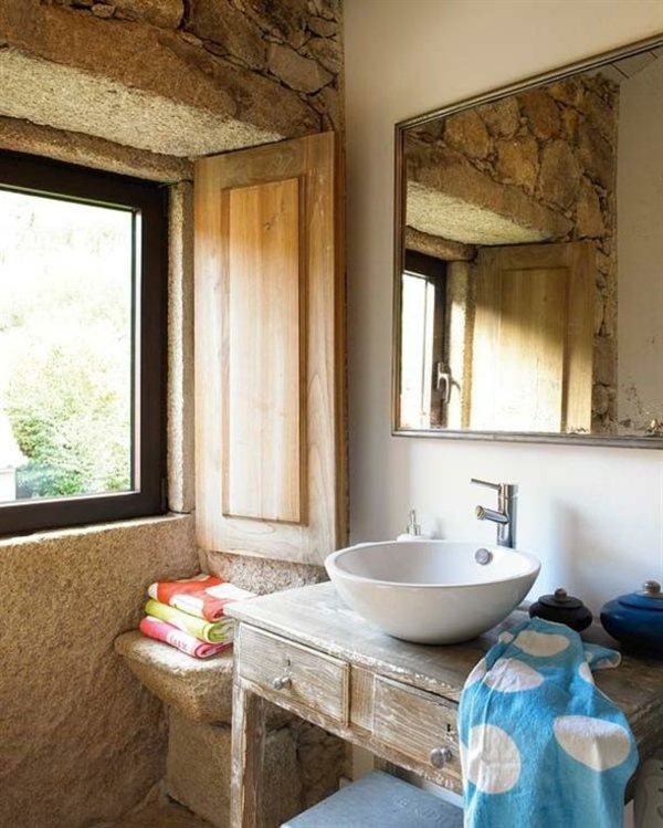 meuble bois salle de bains rustique