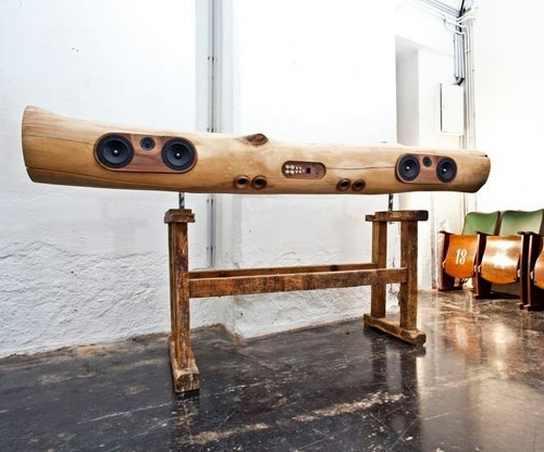 meuble en bois design enceintes