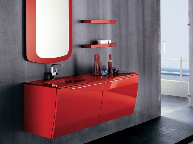 meuble salle de bain rouge design italien Artesi