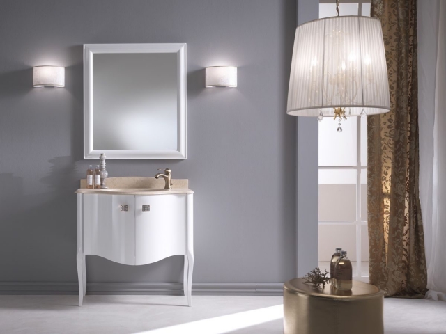 meuble-sous-lavabo-style-classique-blanc-élégant-vasque-beige-miroir-rectangulaire-cadre-blanc