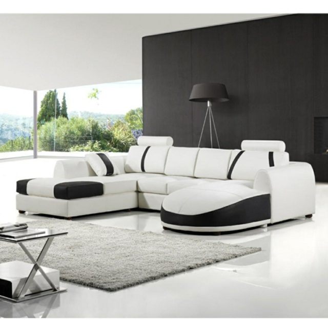 meubles cuir salon noir blanc Ikea