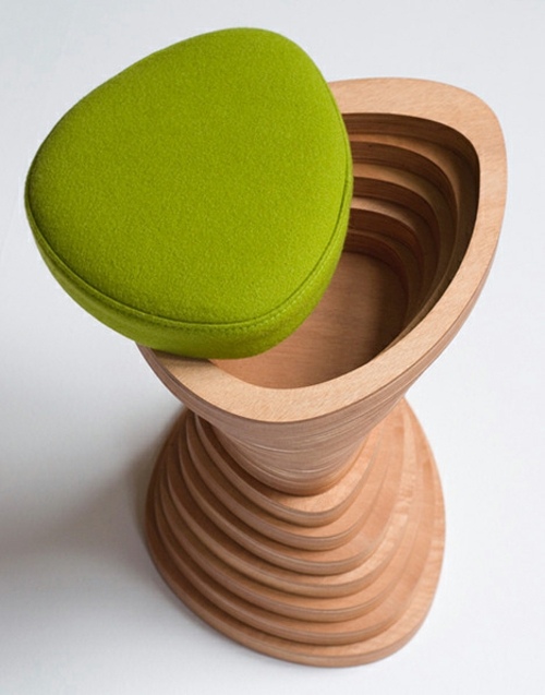 meubles originaux en bois coussin vert