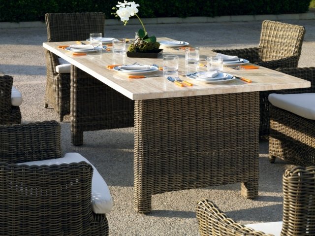 mobilier-jardin-rotin-table-plateau-marbre-fauteuils mobilier jardin