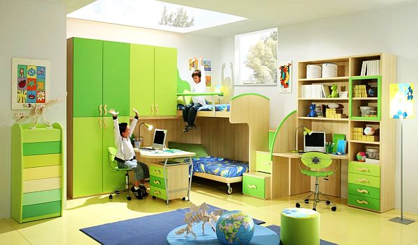 mobilier vert chambre enfant