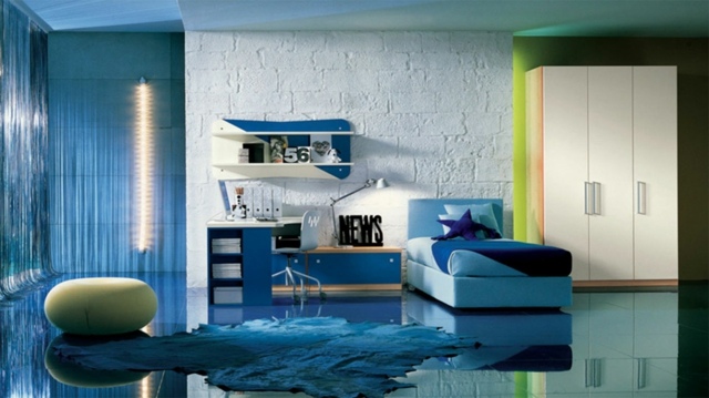 moderne chambre ado bleue