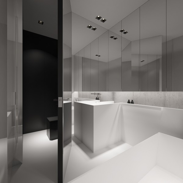 Et la salle de bains vitrée design contemporain miroirs espace profondeur 