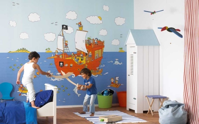 papier-peint-enfant-bâteau-pirate-chambre-garçon papier peint enfant 