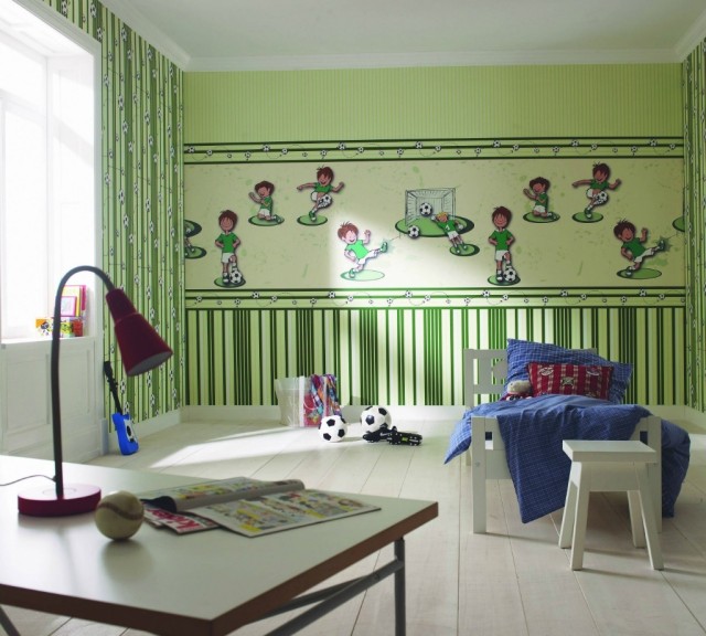 papier-peint-enfant-vert-clair-foot-joueurs papier peint enfant 