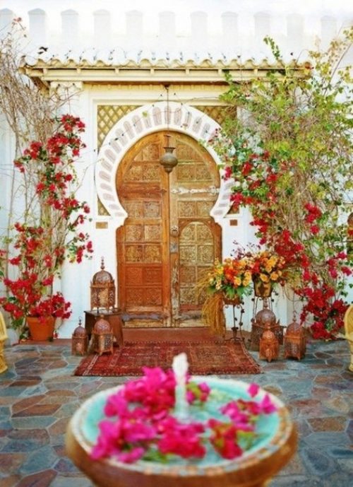 patio design marocain plantes