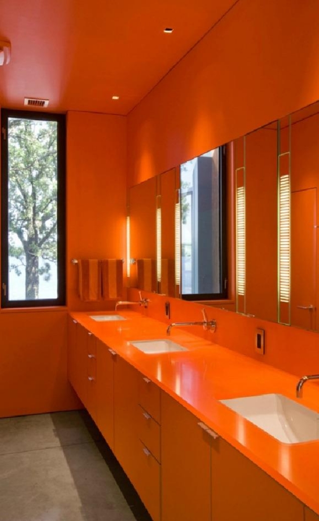 peinture-salle-de-bains-idée-originale-orange