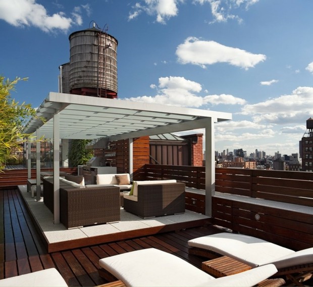 pergola meubles urbain toit terrasse extérieur bois