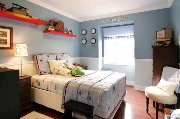 petite chambre garcon murs bleu clair