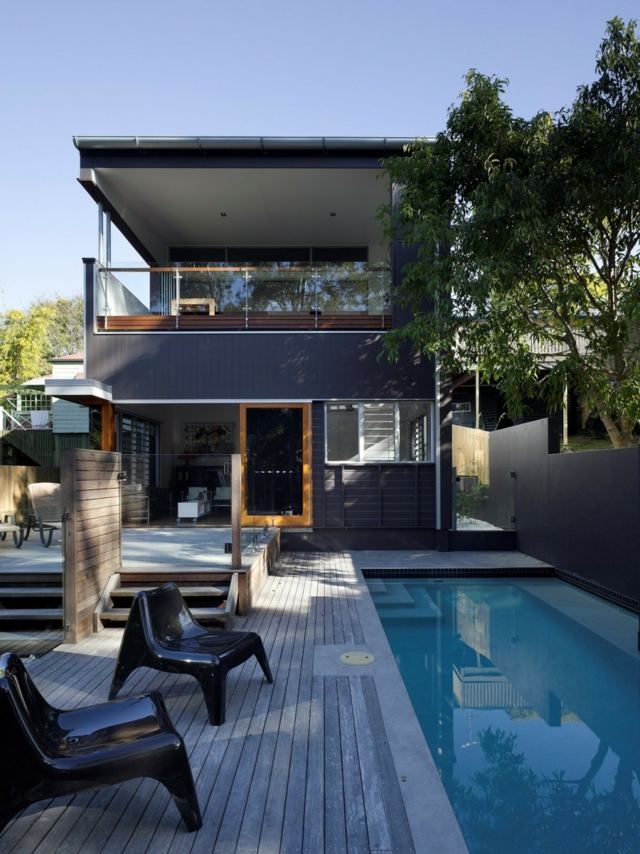 L'extérieur  maison neuve par Tim Stewart Architects piscine cour