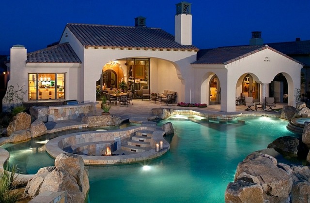 piscine maison villa eclairage nuit luxe decaisse