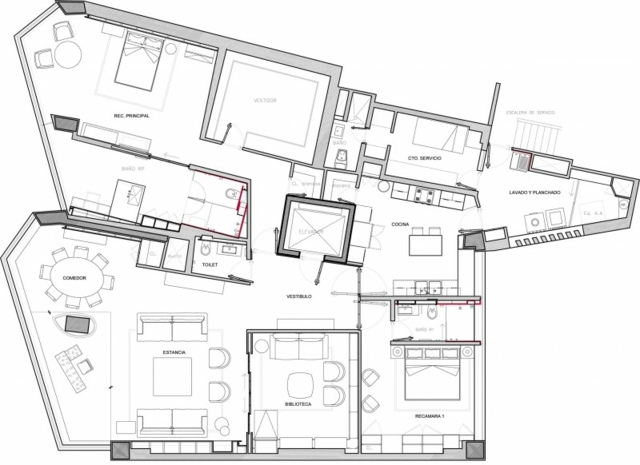 plan amenagement readaptation projet apartement architecture distribution