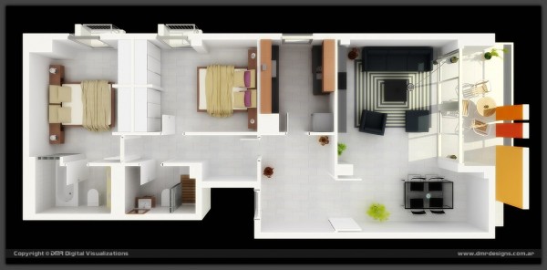 plan maison appartement rectangulaire
