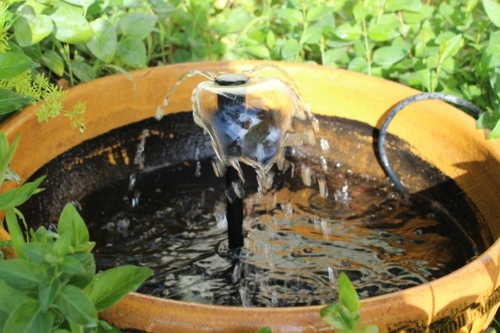 pot terre cuite eau pompe fontaine plante