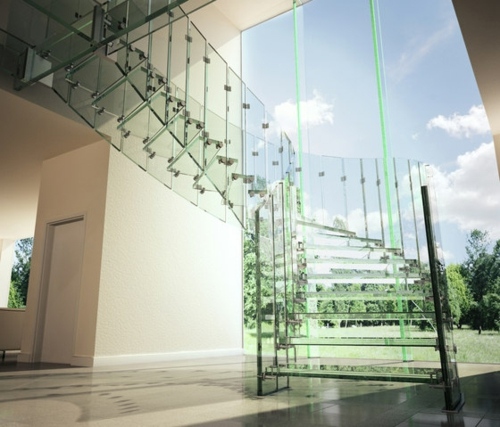 rampe escalier verre marches