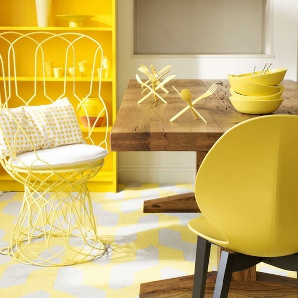 salle à manger moderne jaune blanc design original