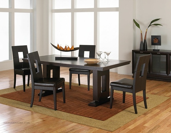 salle à manger simple meubles marron cuir