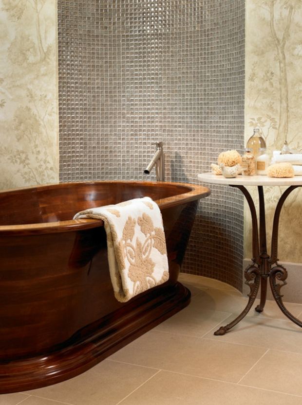 salle bain baignoire bois