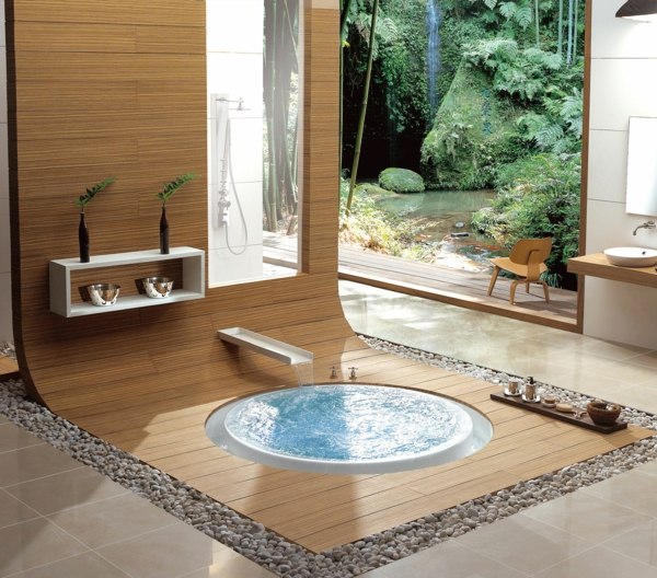 salle bain deco bois pierre