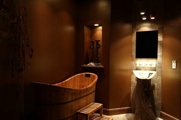 salle bain elegante bois