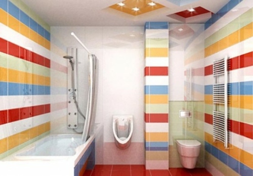 salle bain multicolore deco
