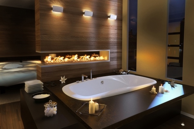 salle de bain zen romantique-feu-air-terre