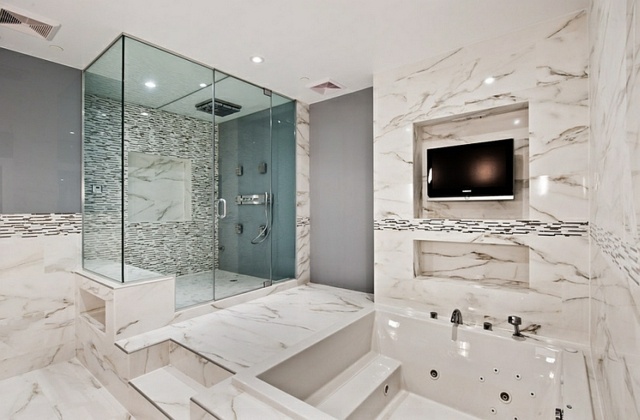 salle bains spa design marbre poli cabine douche