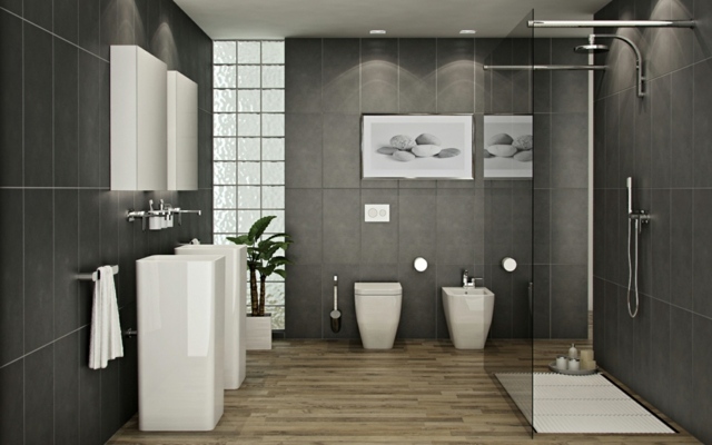 salle de bain élégante meuble blanc