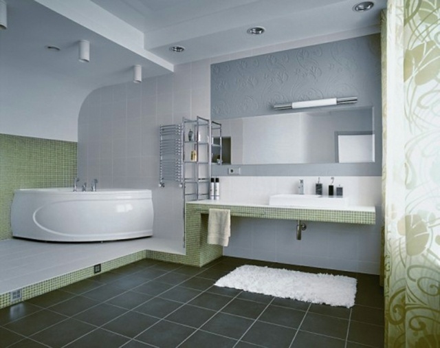 salle de bain elements verts