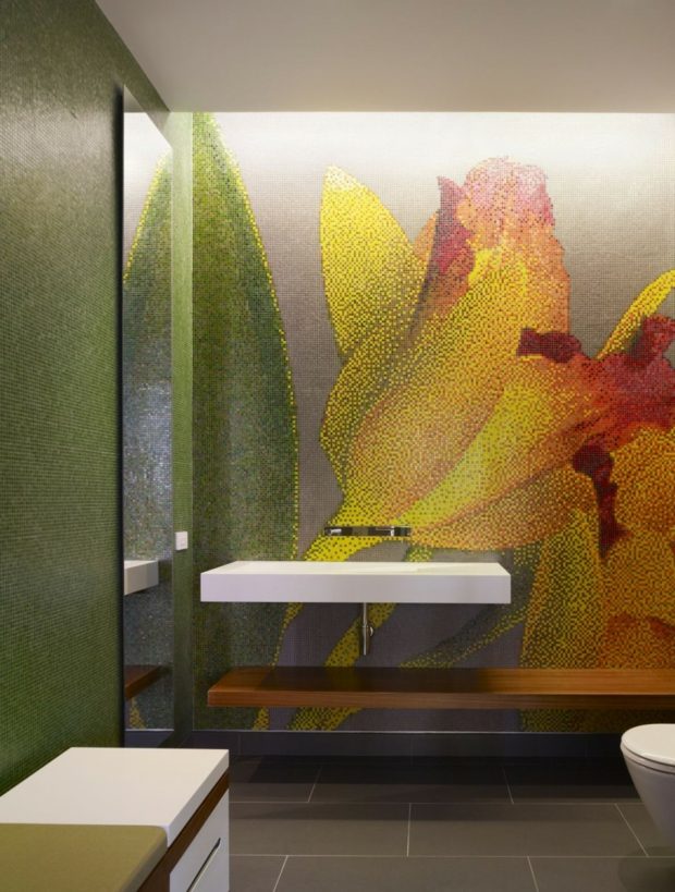 salle de bain moderne mosaïque multicolore