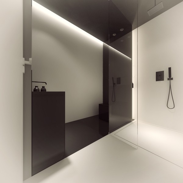 Douche et lavabo minimalistes et simples noirs