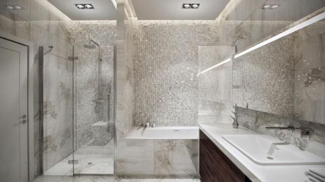 salle de bains marbre blanc décoration appartement