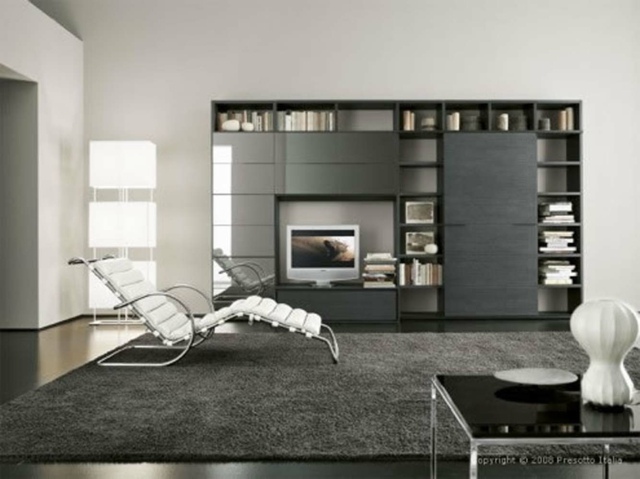 décoration de salon moderne gris minimaliste