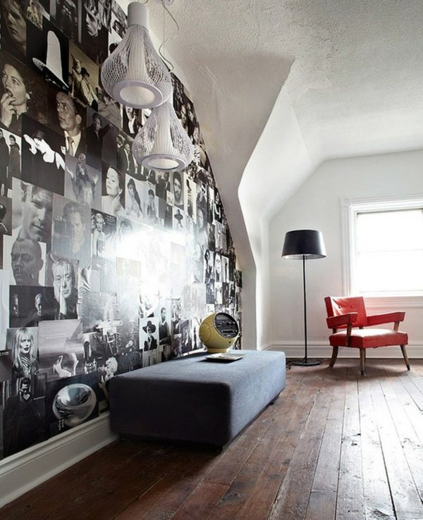 salon minimalistic mur photo colage