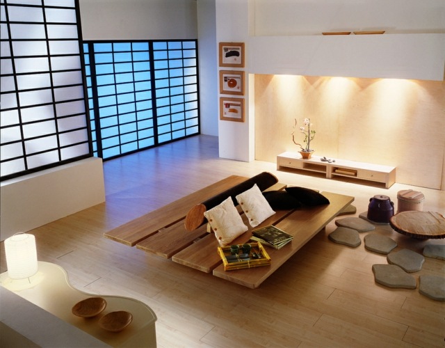 salon moderne deco japonais