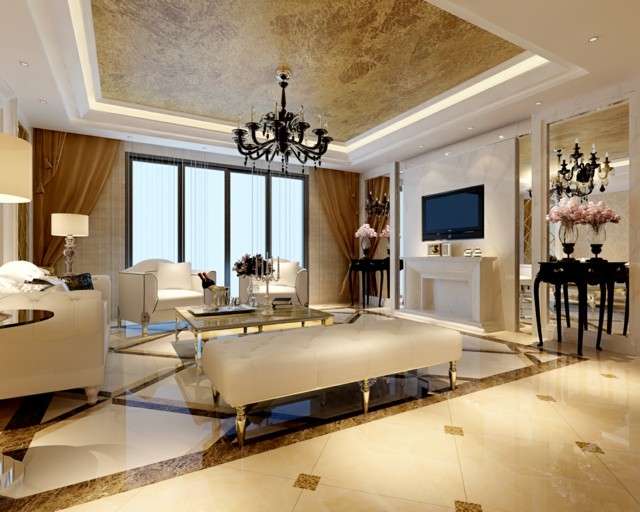 salon spacieux luxeux meubles cuir blanc