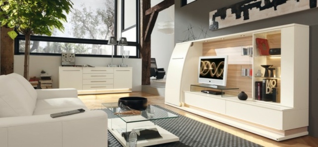 salon spacieux moderne meubles blanc